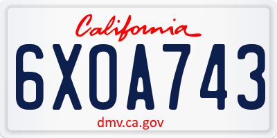 CA license plate 6XOA743