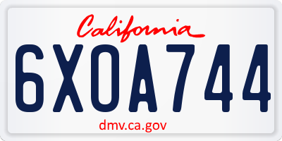 CA license plate 6XOA744