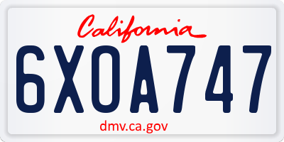 CA license plate 6XOA747