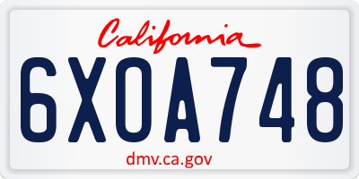 CA license plate 6XOA748