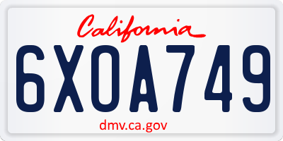 CA license plate 6XOA749