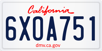 CA license plate 6XOA751