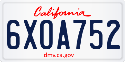 CA license plate 6XOA752