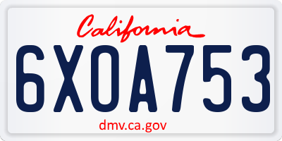 CA license plate 6XOA753