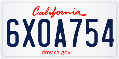 CA license plate 6XOA754