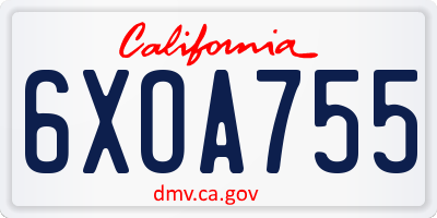 CA license plate 6XOA755