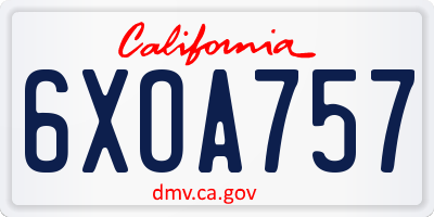 CA license plate 6XOA757