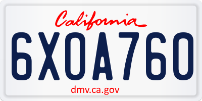CA license plate 6XOA760