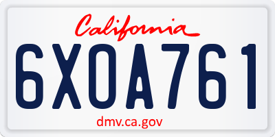 CA license plate 6XOA761