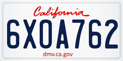 CA license plate 6XOA762