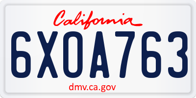 CA license plate 6XOA763