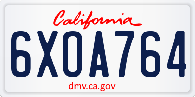 CA license plate 6XOA764