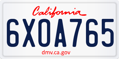 CA license plate 6XOA765