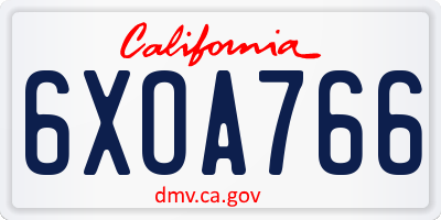 CA license plate 6XOA766
