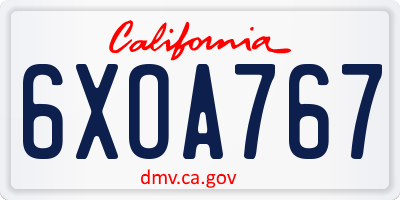 CA license plate 6XOA767