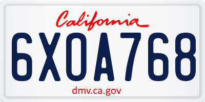 CA license plate 6XOA768