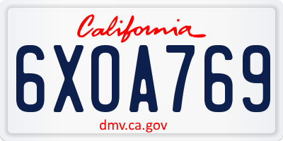 CA license plate 6XOA769