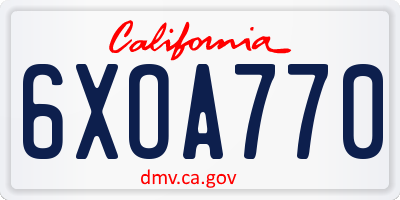 CA license plate 6XOA770