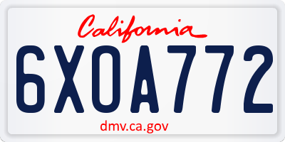 CA license plate 6XOA772