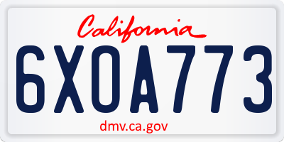CA license plate 6XOA773