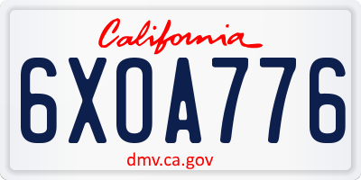 CA license plate 6XOA776