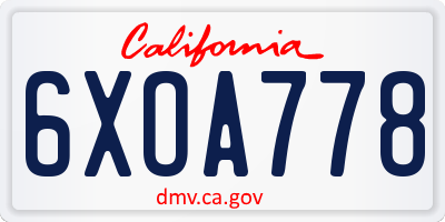 CA license plate 6XOA778