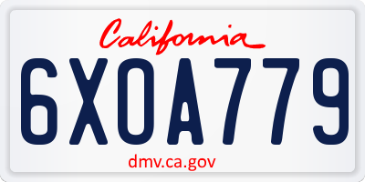 CA license plate 6XOA779