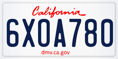 CA license plate 6XOA780