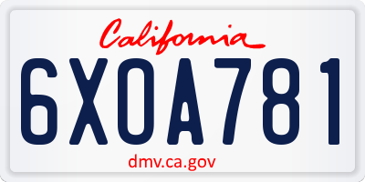 CA license plate 6XOA781