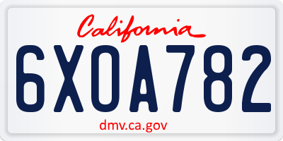 CA license plate 6XOA782