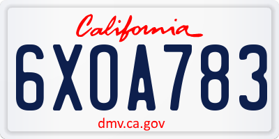CA license plate 6XOA783