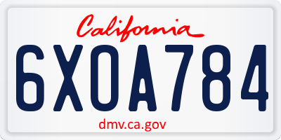 CA license plate 6XOA784