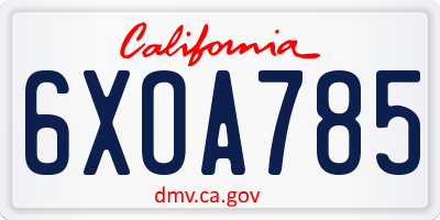 CA license plate 6XOA785