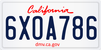 CA license plate 6XOA786
