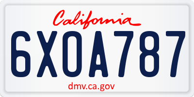 CA license plate 6XOA787