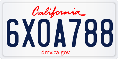 CA license plate 6XOA788