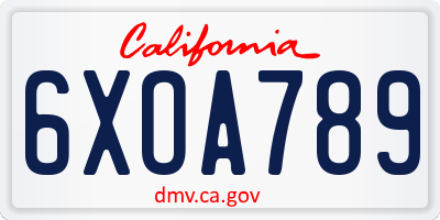 CA license plate 6XOA789