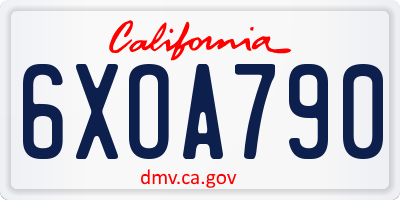 CA license plate 6XOA790