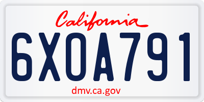 CA license plate 6XOA791