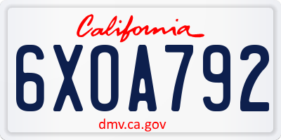 CA license plate 6XOA792