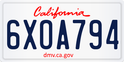 CA license plate 6XOA794