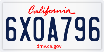 CA license plate 6XOA796