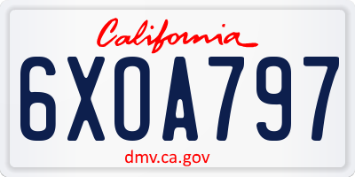 CA license plate 6XOA797