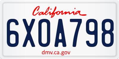 CA license plate 6XOA798