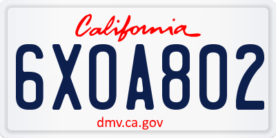 CA license plate 6XOA802