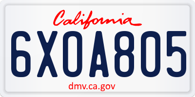 CA license plate 6XOA805