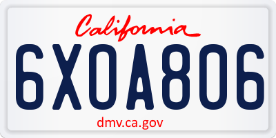 CA license plate 6XOA806
