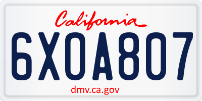 CA license plate 6XOA807