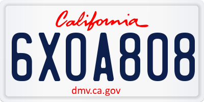 CA license plate 6XOA808
