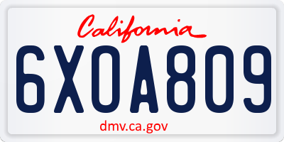 CA license plate 6XOA809
